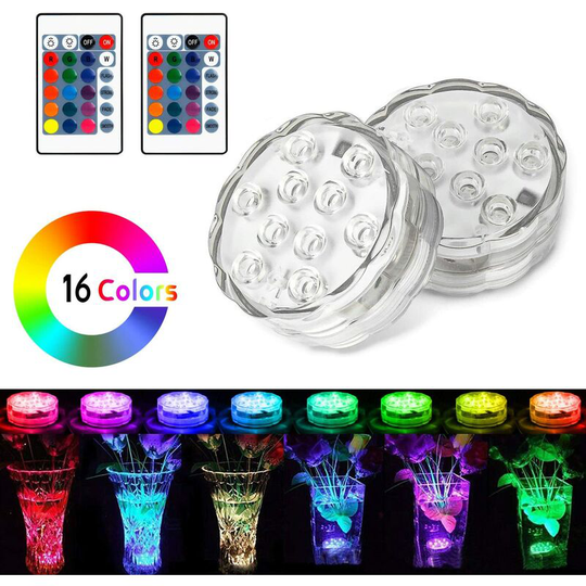Submersible LED Lights with Remote, Waterproof Bathtub Lights Battery Operated, Color Changing Decoration Light for Hot Tub, Pond, Pool, Foundation,