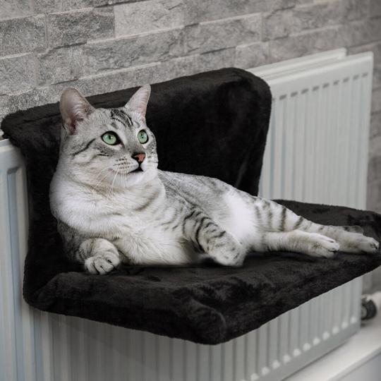 (Black) Cat Dog Radiator Bed Pet Cosy Fleece Puppy Warm