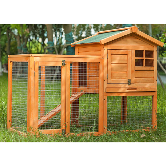 Modernluxe - Wooden Rabbit Hutch Outdoor Bunny Cage with Run Backyard Guinea Pig Coop Outdoor Chick Coop House with Removable Tray Ramp Shelter