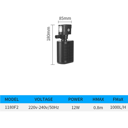 Aquarium Fish Tank Filter 3-in-1 Oxygenating Filter Pump Built-in Filtration Material 3-in-1 Filter (HX-1180F2)