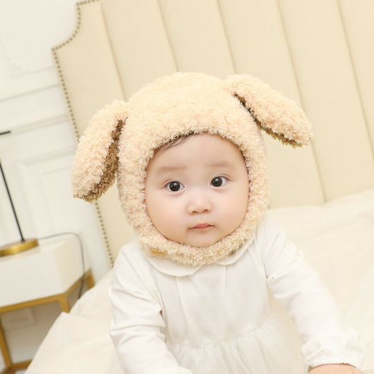 Baby hat warm woolen hat in autumn and winter for boys and girls Baby hat 6-12-24 month old children's wool hat (beige)