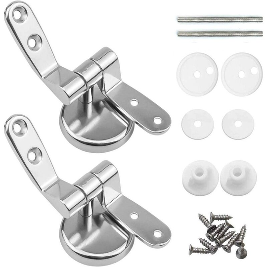Toilet Seat Hinge, Set of 2 Replacement Toilet Seat Hinges with Zinc Alloy Fixings
