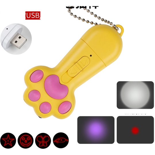 Muff - Multifunctional usb Laser Funny Cat Stick, Purple Light Money Detection led Infrared Flashlight yellow