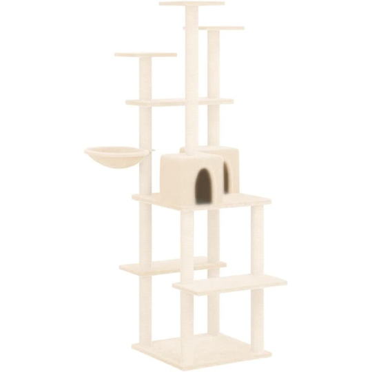Cat Tree with Sisal Scratching Posts Cream 167 cm vidaXL - Cream