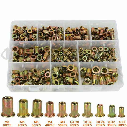 Pack of 300 Rivnuts M3 M4 M5 M6 M8 M10 Blind Nut Made of Galvanised Steel Rivet Nuts Flat Thread Rivet nuts