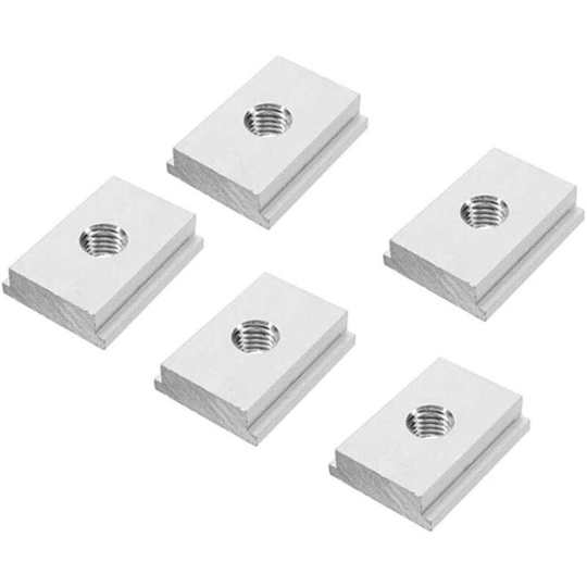M8 T-Track Sliding Nuts 5 Pieces Aluminum Alloy Slotted Nut For Carpentry Tool Slotted Screw Fastener T-Slot Nut European Carbon Steel Silver