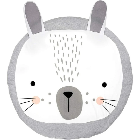 Pesce - Baby Play Mat Cotton Floor Gym, Grey Baby Room Rug, Non-Toxic Anti-Slip Reversible Washable Baby Floor Mat, Baby Floor Pillow - Rabbit