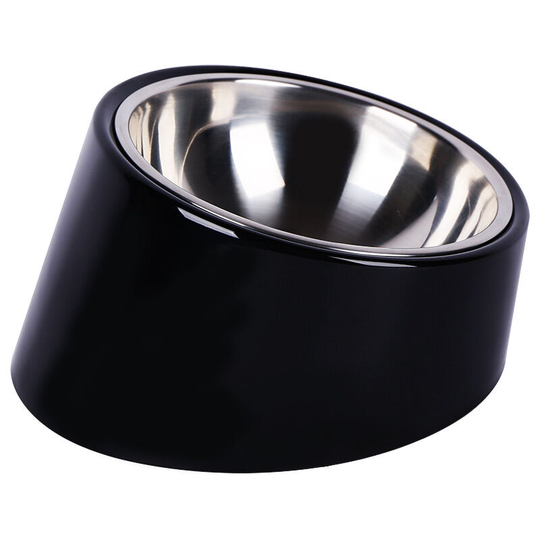 Bette Dog Cat Bowl, Slanted Bowl Non-slip Modern Elegant Melamine Holder with Removable Stainless Steel Bowl Solid Robust-220mL