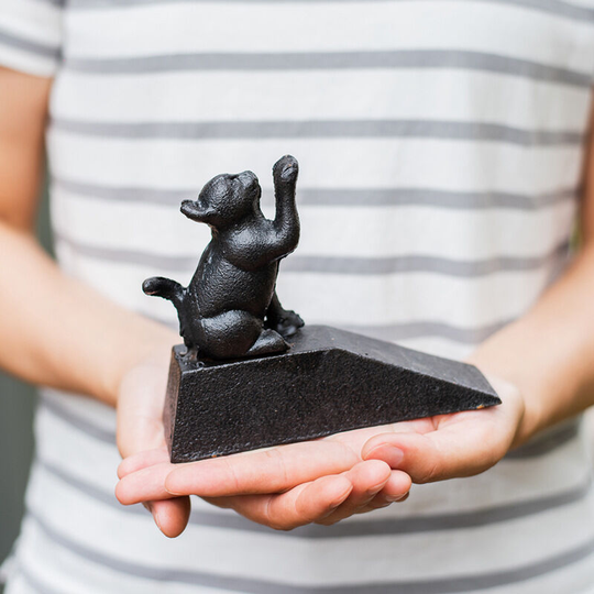 Heavy Duty Cast Iron Cat Door Stops | Decorative Cute Animal Statue Metal Door Stopper Wedge with Non-Slip Mat | Solid & Antique Style Windproof Door