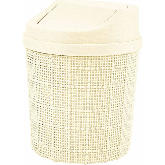 1.5L Mini Trash Can, Mini Office Trash Can, with Trash Can and Swivel Lid, for Bedroom, Room, Kitchen, Vehicle (White)