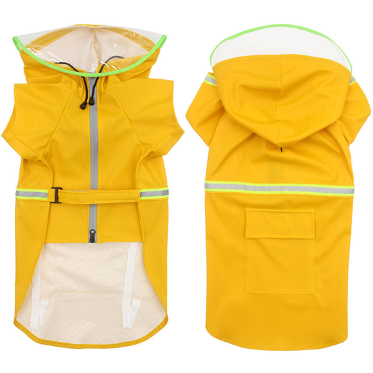 Pet Raincoat Reflective Large Dog Raincoat Cloak Type Transparent Rain Cap Dog Raincoat Zippered Pet Coat Dog Windproof Raincoat (5XL)