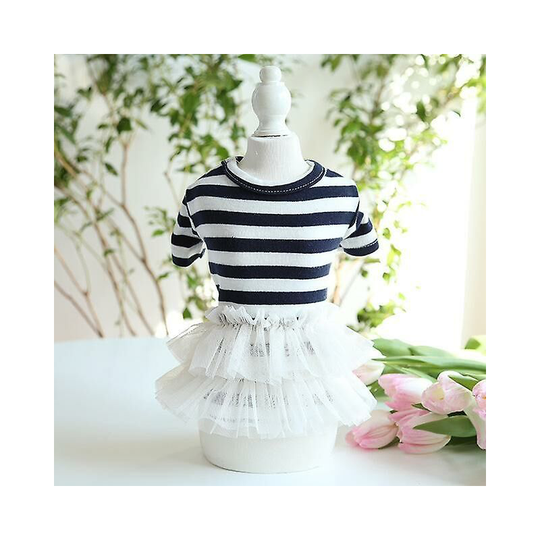 Woosien - New cat dog dress puppy skirt tutu dogie small dog clothes summer yorkshire chihuahua maltese pomeranian clothing pet dresses xs SNavy blue