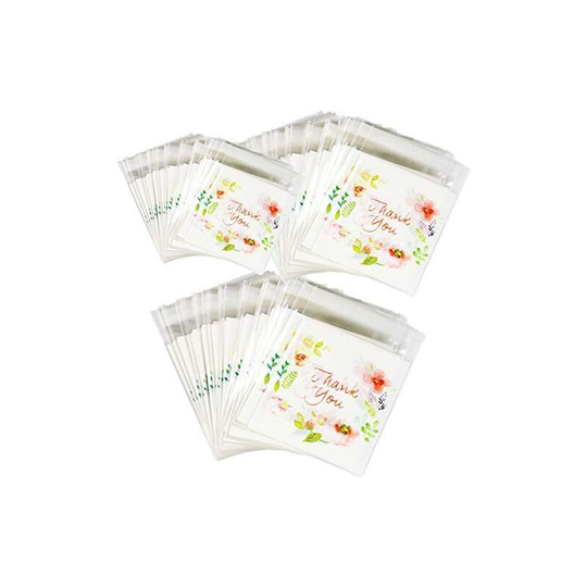 Self Adhesive Thank You Bag 300 pcs Cookie Treat Bag Flat Candy Bag Handmade Candy Party and Chewing Gum Favorite Bag (#3, 5.6, 2.8, 4)