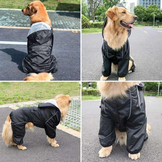 Dog Raincoat with Hood and Collar Hole, Dog Rain Poncho Reflective Hoodies for Small and Large Dogs s/xxl