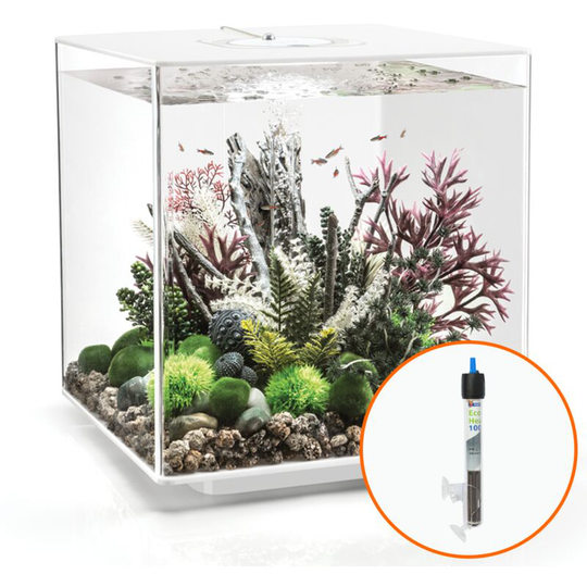 biOrb CUBE 60L Aquarium White with MCR Lighting and Heater Pack
