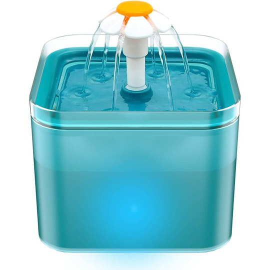 Cat Water Fountain, Ultra Quiet Cat Water Dispenser, Cat Water Dispenser with led Light, 2L Cat Fountain, with Activated Carbon Filter and Water Pump