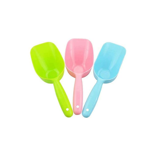 3 Pieces Plastic Handle Pet Dog Cat Food Feeder Shovel Scoop Cat Litter Scoops, 3 Colors