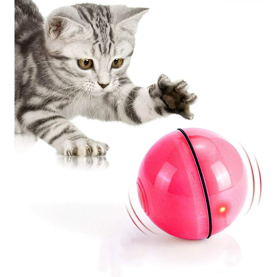 Cat Toy, Toy Ball with led Light, 360 Degree Automatic Rotation and usb Charging Interactive Cat Toy, for Pets Dog Kittens (Red)