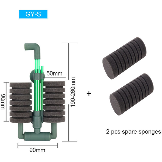 Benobby Kids - Aquarium Filtration Equipment Cotton Filter Fish Tank Cleaning and Water Purification Quiet Pneumatic Filtration (GY-S+2 Pieces of