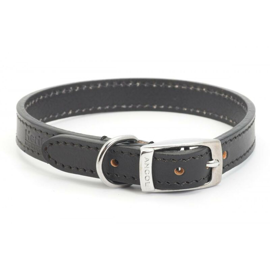 Leather Dog Collar (12 Inch) (Black) - Black - Ancol