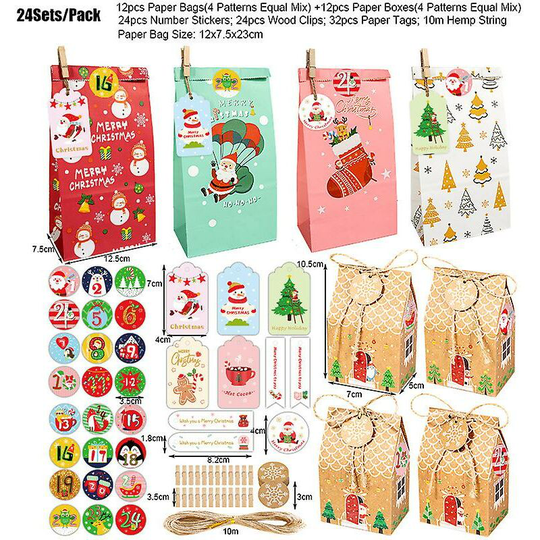 24 Pcs Christmas Kraft Paper Treat Boxes - a