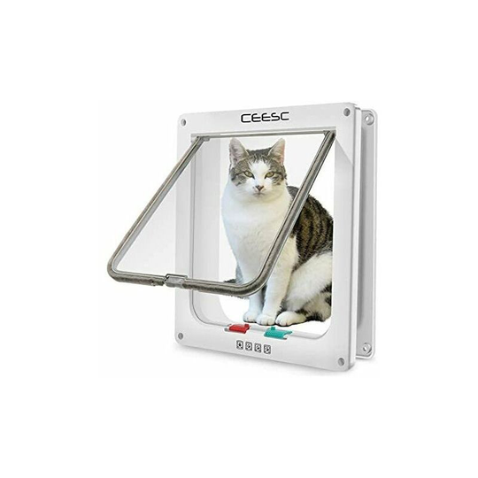 3 Size 4 Position Pet Door Cat Dog Lockable Lock Flap Door Pet Hatch (xl: 25*5.5*27.7cm , white) Carivent
