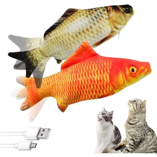 2 Pack Electric Floping Fish Cat Toys, Wiggle Fish Catnip Toys, Moving Cat Kicker Fish Toy, Realistic Interactive Cat Chew Bite Kick Supplies for Cat