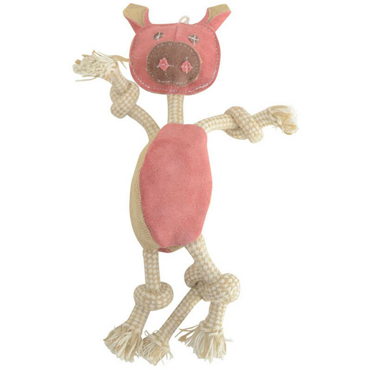 Pig Eco Friendly Rope Dog Toy (One Size) (Natural/Pink) - Natural/Pink - Benji&flo