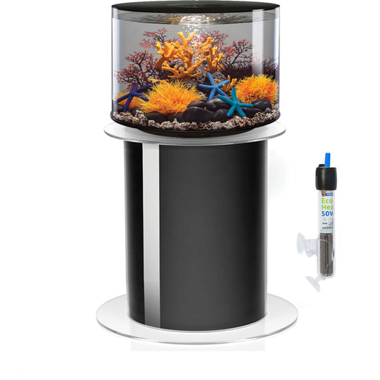 Biorb - Tube 35L Black Aquarium with mcr led Lighting, Stand and Heater Pack