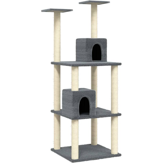 Cat Tree with Sisal Scratching Posts Dark Grey 141 cm Vidaxl Grey