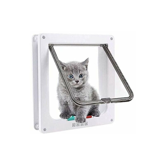 Cat Flap, Pet Door for Cats, Dogs or Small Animals Controllable Lockable Easy to Install (m, White)