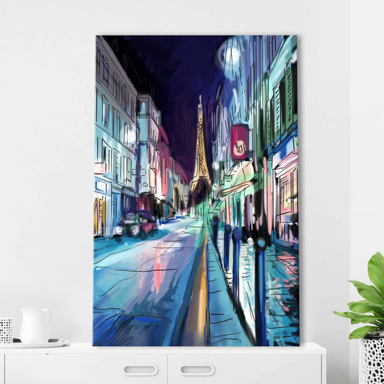 Paris at Night - Wrapped Canvas Painting