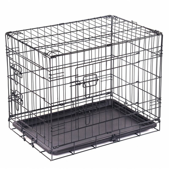 24' Folding Metal Dog Cage Puppy Transport Crate Pet Carrier - Oypla