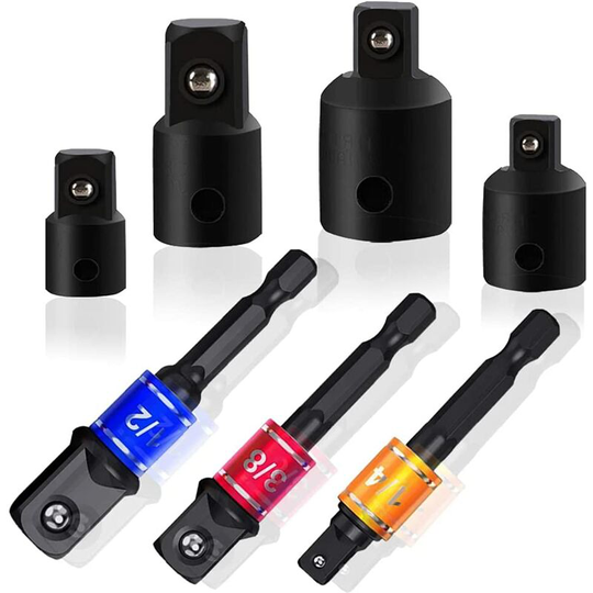 Impact Driver Socket Adapter Set and Drill-to-Socket Adapter with Drill-In High-Speed Nut Drivers 1/4 3/8 and 1/2 Inch Drivers - Muff