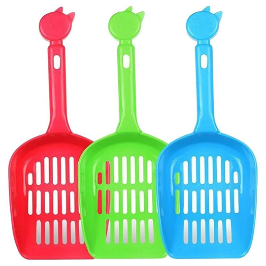 Random Color Plastic Litter Shovel for Cats Dogs Pet Cage Cleaning Tool 3pcs