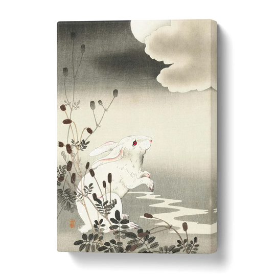 'Rabbit at Full Moon' by Ohara Koson - Wrapped Canvas Painting Print