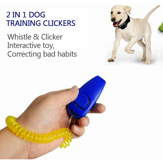 Lifcausal - Dog Training Clickers 2 in 1 Whistle and Clicker Pet Training Tools with Wrist Strap Key Ring for Dogs Cats Pets
