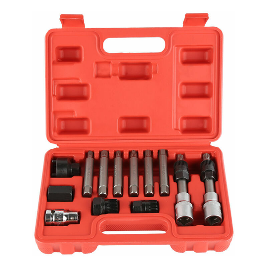 Monly - 13pcs Alternator Freewheel Socket Wrench Tool Set, Alternator Freewheel Pulley Tool Kit