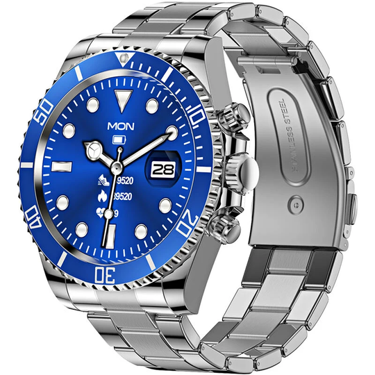 Smart Watch BT Call Blood Oxygen Heart Rate Monitor Sleep Tracker Exercise Mode Message Reminder for Android/iOS Stainless Steel Men's Business