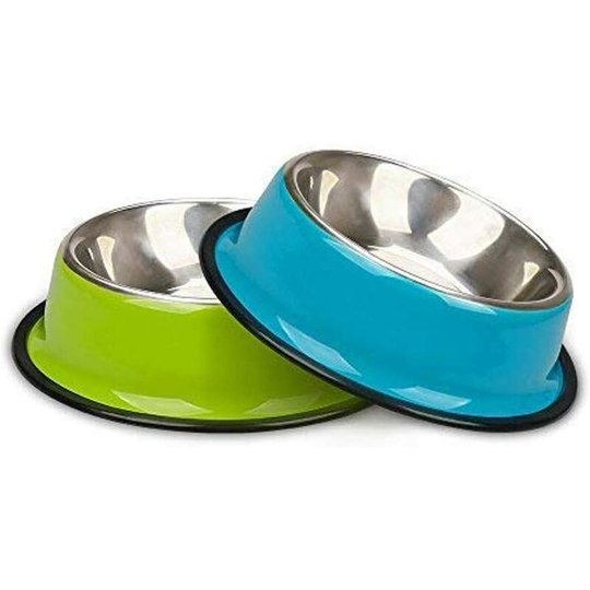 Einemgeld - Pet Bowls for Cats Non Skid with Natural Rubber Base, Variety of Colors Food Grade Stainless Steel Dog Food And Water Bowls for Travel,