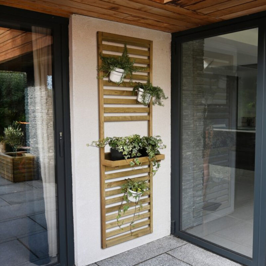 Garden Slatted Wall Planter 1 Shelf - 8x2 Pressure Treated Outdoor Garden Planter - Forest