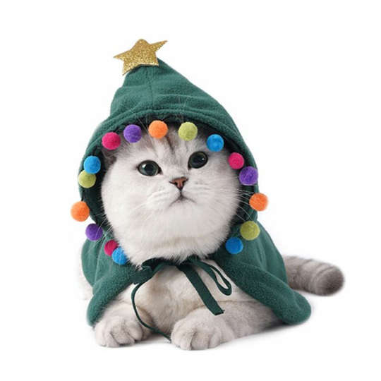 Monly - Christmas Halloween Cat Costume Funny Cat Clothes Cloak (Red m)