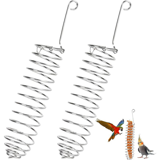 Betterlifegb - BR-Life Parrot Bird Food Basket, 2pcs Spiral Bird Feeder, Hanging Fruit Feeder, Millet Vegetable Fruit Dispenser, Stainless Steel