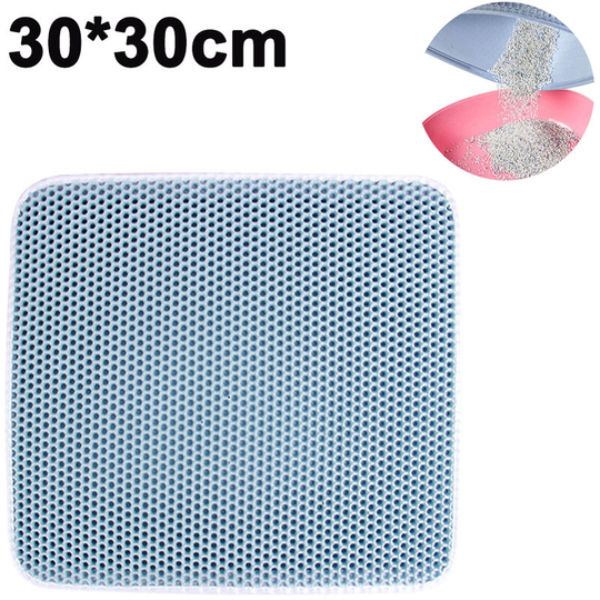 Cat Litter Trapper Litter Mat, Cat Mat, Litter Box Mat Water Proof Layer and Puppy Pad Option, 30*30cm, blue