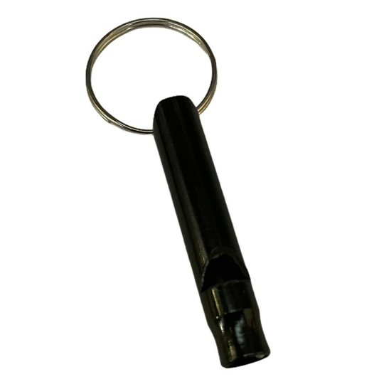 (x 1, BLACK ) Aluminium Dog Puppy Pet Walking Coloured Recall Training Whistle Survival Metal