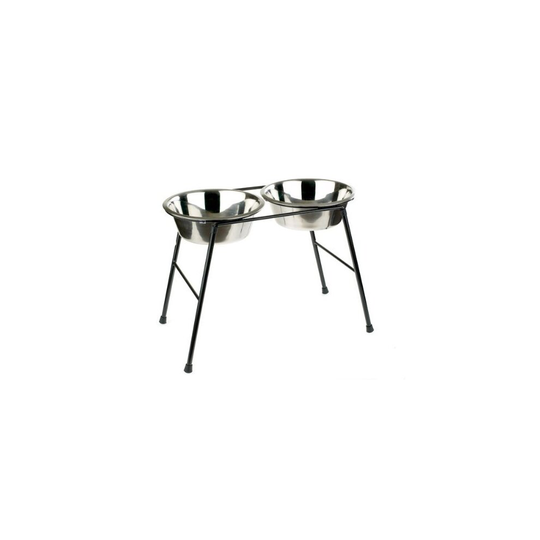 Raised Dog Bowls Stand 2 x 2500ml Food Double Water Feeding 370mm High