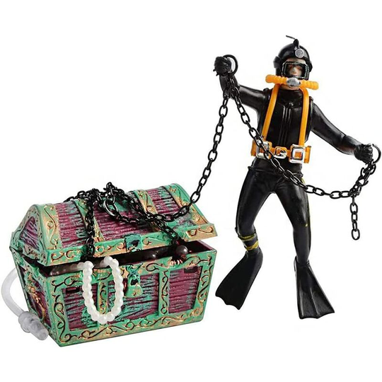 Monly - Creative Aquarium Decoration - Underwater Treasure Chest - Black