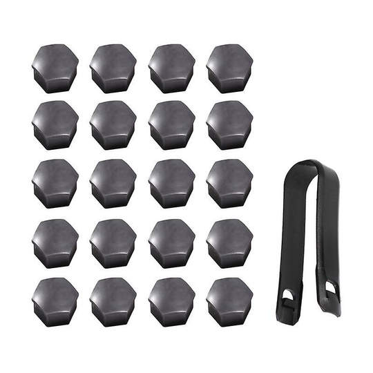 Joorrt - 21pcs 17mm T39 Hexagonal Wheel Lug Nut Covers Bolts Covers Screws Protect Caps With Black Clips