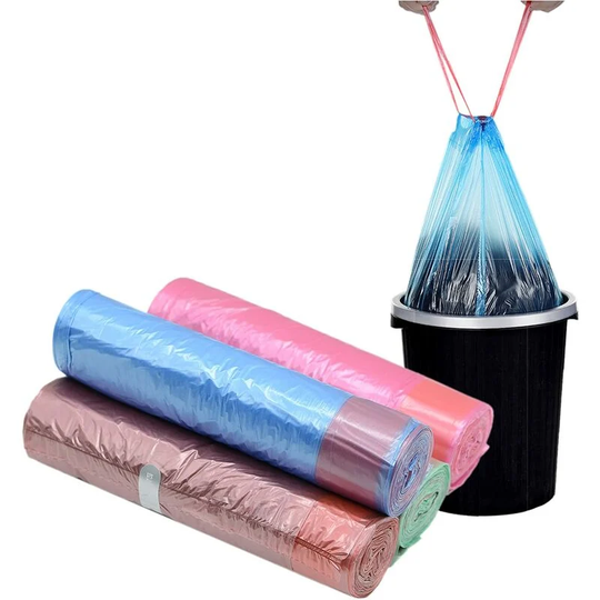 Small Drawstring Trash Bags 4 Gallon Plastic Trash Can Liners 15 Liters for Bathroom, Bedroom, Office, Toilet 17.7'' x 18.9'' (Mixed Color 60 Pieces)