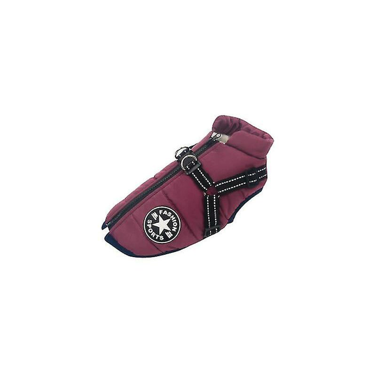 Large Pet Dog Jacket with Harness Warm Winter Dog Clothes Waterproof Purple (2XL)